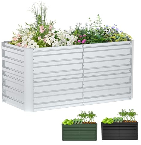XMTECH Hochbeet Metall 180x90x58cm Rechteckig Silber Pflanzkasten | Robuste Ausführung, einfache Montage, flexible Nutzung im Außenbereich, passend für Garten, Terrasse und vielfältige Pflanzen