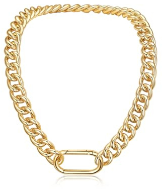 U7 Damen Goldkette Chunky Kette 14K Vergoldet – Dicke Cuba Ketten Halskette für Streetwear & Hip Hop Stil, Leichter Aluminium Schmuck (41/45/50/55cm)