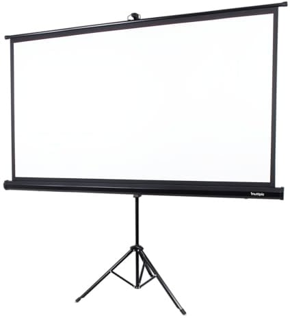 Overmax Projektionsleinwand mit Stativständer 85 Zoll, 16:9, faltbar, tragbar, rollbar, für Heimkino und Büropräsentationen, Betrachtungswinkel 165°, hohe Bildqualität | tragbar, rollbar, für Heimkino und Büropräsentationen, Betrachtungswinkel 165°, hohe Bildqualität
