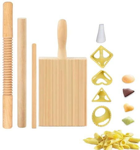 Kit de preparación de pasta – Rodillo con tornillos | Juego de 8 utensilios de cocina italianos caseros con albóndigas y raviolis, accesorios para preparar comidas en la cocina – Herramienta para
