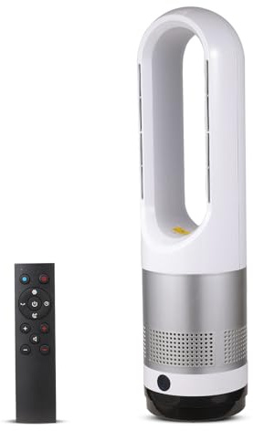 Kouamor 56cm Tower Fan, Warm & Cold 4000-5600rpm Bladeless Fan, Cooler Fans, Standing Fanss, Tower Fansss Cooling Quiet Bedroom, with Remote Control, 8h Timer, 80° Oscillation (Cold & Warm 2 in 1)