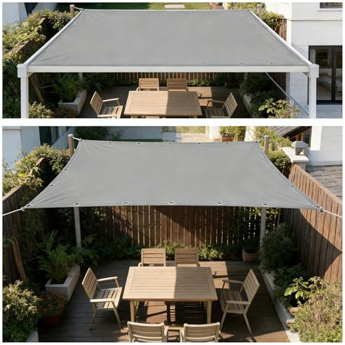 HNBFKD Sonnensegel Rechteckig 4x5m - Rechteckig Sonnensegel Balkon Wasserdicht 95% UV Wetterfest, Schattierungsnetz mit ösen und Seil für Pergola Außenbereich, Terrasse, Balkon, Grau