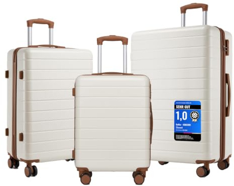Shavont Koffer Set 3-teilig, Leichte ABS+PC-Hartschalenkoffer mit 4 Rollen | Leichte ABS+PC-Hartschale, passend für Ryanair, Eurowings und EasyJet, ideal für Flug- und Geschäftsreisen