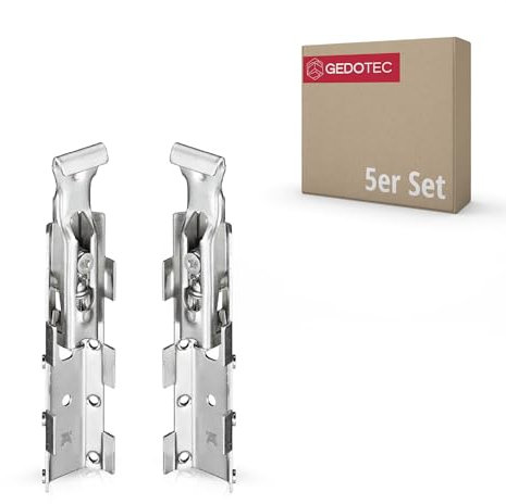 Gedotec Schrank-Aufhänger Küche verstellbar Schrank-Halterung verdeckt für Aufhängeschiene Oberschrank | Modell H2193 | Wand-Halterung Metall zum Schrauben | Tragkraft: 65 kg | 5 Paar