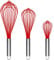 TEEVEA (Upgraded) 3 Pack Very Sturdy Kitchen Whisk Silicone Balloon Wire Whisk Set Egg Beater Milk Frother Kitchen Utensils Gadgets for Blending Whisking Beating Stirring Red