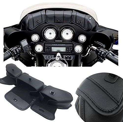 KYN Motorrad-Windschutzscheiben-Tasche, 3 Taschen, Passend für Harley Touring Electra Street Tri Glide 1996–2013, Schwarz
