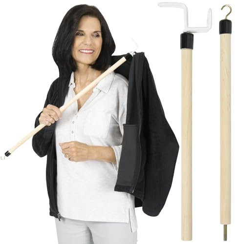 Dressing Stick With Zipper Puller Sock Remover ToolIndependent Living AidElderly Seniors, Disabled Mobility Helper For Compression Stockings, Dress, Jacket, Pants