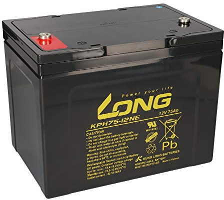 1x AGM 12V / 75Ah Kung Long Blei-Akku - KPH75-12NE zyklenfest kompatibel zu 60Ah, 75Ah, 77Ah, MP75-12C REC80-12I 12LC-75Ah