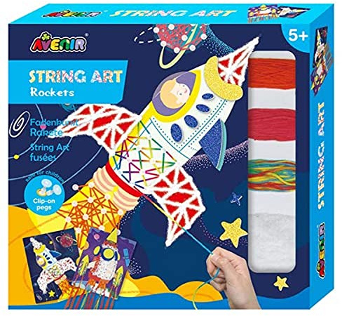 Fadenkunst, Motiv Raumschiff, Bastelset für Kinder, Kreativset, DIY String Art