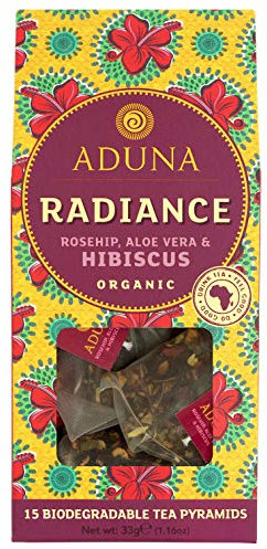 Aduna Radiance African Super-Tea with Organic Rosehip, Aloe Vera & Hibiscus - 15 Biodegradable Tea Pyramids,1