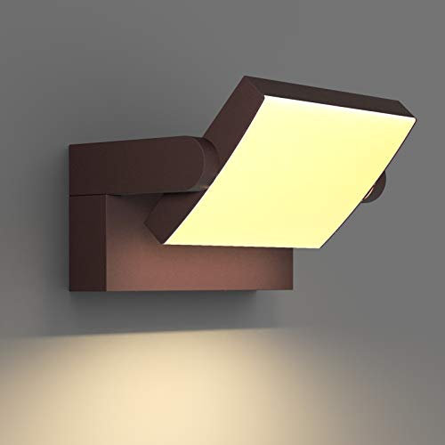 Klighten 24W Wandleuchte Aussen Innen, Wasserdicht IP65 Außenwandleuchte Modern Wandlampe mit Schwenkbar LED Panel Außenlampe für Terrasse Eingang, 1500 Lumen, Bronze, Warmweiß 2700K-3000K