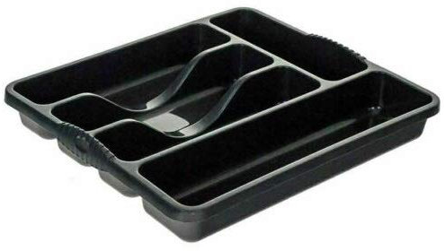 Wham 5 Compartment Plastic Cutlery Holder Tray Drawer Organiser Rack - Mid-night Black (Darkish Grey)