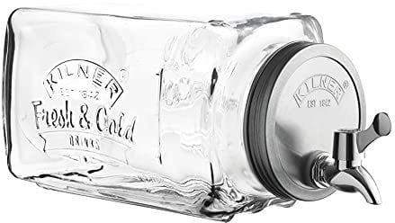 Kilner - Dispensador de bebidas de vidrio para nevera (3 L, con grifo, agua fría y dulce, zumo de cerveza)