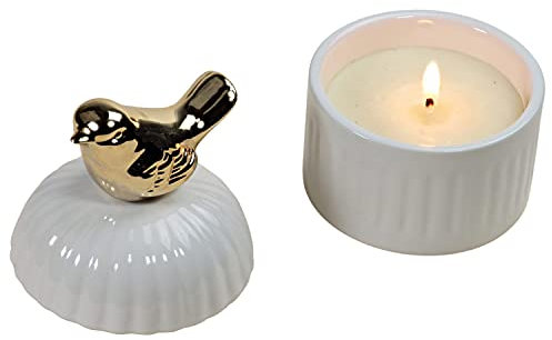 G Decor Serenity Bougie en pot en céramique rose ou blanc, senteur jasmin thé vert, cire de soja arôme naturel, excellent cadeau pour une nouvelle maison, sans fumée noire (blanc)