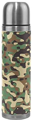 Jumbear Woodland Camouflage Vakuum-Isolierflasche Trinkflasche Thermoskanne aus Edelstahl, 500 ml