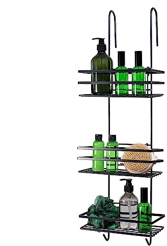 Direct Online Houseware Shower Caddy Hanging 3 Tier Shower Storage & Organiser for Bathroom Organisation Easy To Install Waterproof Shelves Black