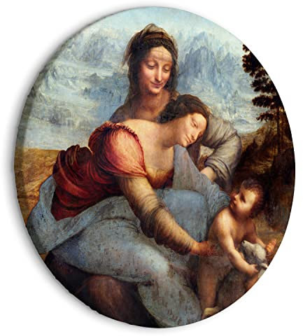 murando - runde Bilder Leonardo da Vinci 60x60 cm Leinwandbild 1 tlg Kunstdruck modern Wandbilder XXL Wanddekoration Design Wand Bild Die Heilige Anna selbdritt l-G-10009-bc-a