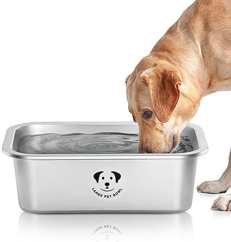 Stainless Steel Dog Bowls for Large Dogs, High Capacity Metal Dog Food Bowls, Food and Water Bowl for Large, X-Large, and Big Dogs 2.65 Gallons