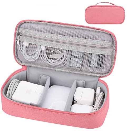 Yundoor Cord Organizer Travel Case, Electronics Organizer Pouch Bag for Cable & Charger, Power bank, Phone, Tech Accessories (Pink)