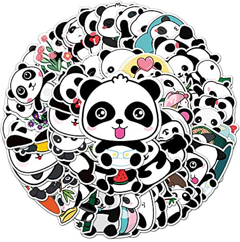 Panda-Aufkleber für Laptop (50 Stück), Geschenk für Kinder, Jugendliche, Erwachsene, Mädchen, Jungen, wasserdichte Aufkleber für Wasserflasche, Skateboard, Fahrradmilch