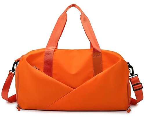 yssgtt Turnbeutel, Sporttasche, Damen, trocken, nass, getrennt, mit Schuhfach, wasserdicht, große Reisetasche, Schultergurt für Fitnessstudio, Yoga, Schwimmen, Reisen, Orange, L