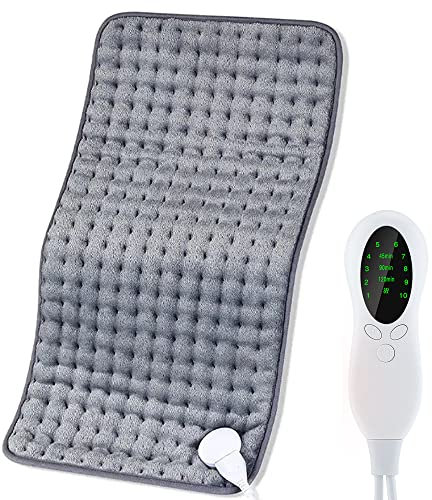 Manta Electrica Lumbar 30 * 60cm,Almohadilla Eléctrica con 10 Niveles de Temperatura y 3 Configuraciones de Tiempo,Almohadilla Térmica con Apagado Automático para Lumbares,Espalda,Hombros,Abdome