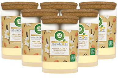 6 x Air Wick Duft Stimmungskerze je 185g Vanilleblüte & feine Mandel im Glas