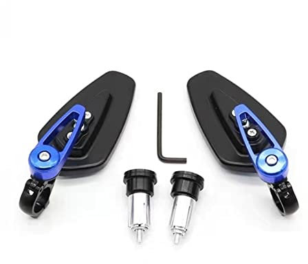 Motorrad Spiegel 7/8 22mm Lenker Bar End Rearview Seite Blaue Spiegel Für YAMAHA YZF-R7 R7 YZFR7 YZF R7 R 7 2021 2022 2023 (Color : Blue)