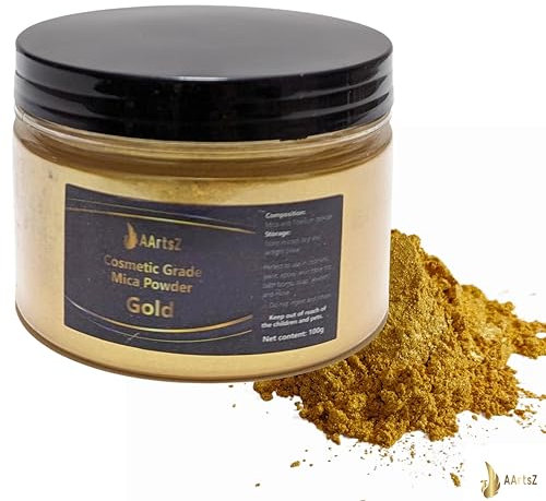 Epoxidharz Farbe Metallic Gold 100g Jar, AArtsZ Mica Powder Pulver, Farbpigmente, Perlglanz Natürliches kosmetisches Pigment für Lipgloss, Nagellack, Make-up, Seifenfarbe,Kerzenherstellung, Badebomb