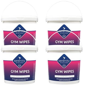 Antibacterial Gym Cleaning Wipes - Alcohol free large strong wipes for sanitising gym equipment and surfaces Pack of 4