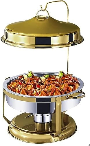 Stainless Steel Chafing Dish Buffet Set With Hanging Cover, Catering Buffet Warming Container Set Includes Food Pan, Water Pan, Fuel Holder (Color : E)