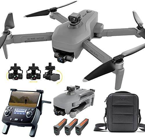 X-Verse ZLL SG906 MAX2 Drone con Telecamera 4K, Evitare gli ostacoli in 4 direzioni, Gimbal a 3 Assi, Distanza del Telecomando di 4KM, GPS WiFi Trasmissione Droni Quadcopter, 3 Batterie