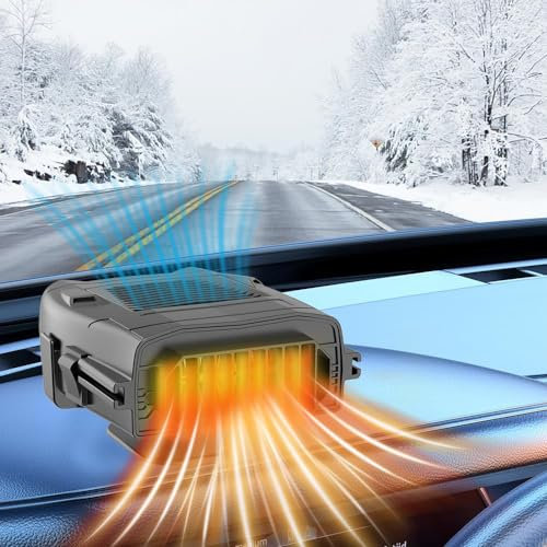 OBEST Auto Heizlüfter 24V,Tragbar heizung,Windschutzscheiben Defroster Demister ,Luftreiniger und Kühlventilator zum Die Meisten Autos,360° Rundum-Luftversorgung