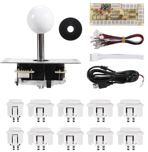 QUARKZMAN PC Joystick Bricolaje Kit Arcade Juego Joystick Bricolaje Partes Arcade Botón ABS 5 Pin para PC Clásico Arcade Blanco