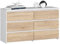 AKORD | Kommode CL-100 mit 6 Schubladen | Komodenschrank | Funktional | Für Wohnzimmer | Für Schlafzimmer | Langlebig | Rollenführung | ABS-Kante 35x100x57cm | Weiß + Sonoma Eiche Front