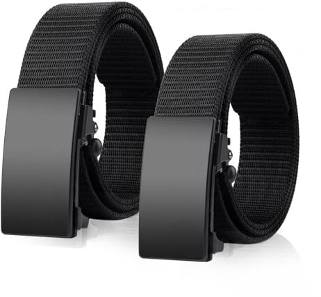 oeeo 2 Stück Arbeitsgürtel Herren,Gürtel Herren,Stufenlos Verstellbarer Canvas Belt für Arbeit und Reisen, Keine Metallschnalle,Schneller Pass durch die Flughafensicherheit