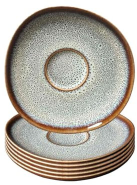 Villeroy & Boch like. by Lave Beige Kaffeeuntertassen 6er Set, 15 cm, Untertassen mit einzigartiger Glasur, Steingut, Beige