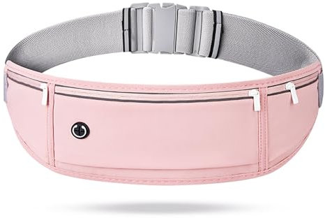 Lrikas Laufgürtel für Handy, Wasserdicht Lauftasche für Damen und Herren, Läufer-Hüfttasche mit 3 Taschen, Nicht Verschieben Handytasche Joggen zum Radfahren, Fitness, Spazierengehen (Rosa)