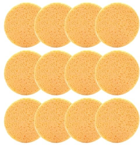 12Pcs Large Facial Sponges Reusable Natural Face Sponges Cleansing Puff Mask Sponges Make Up Remover Sponges Pads Cellulose Sponges Face Wash Sponge Reusable Round Face Sponge For Facial Cleaning SPA