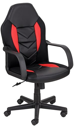 Baroni Home Sedia da Gaming Inclinabile, Acciaio e Soft Foam, Sedia da Gioco Ergonomica, Ruote Girevoli, Altezza e Inclinazione Regolabile, Sedia Adulti Facile da Montare, 55x45x108 cm, Rosso