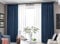 Beydodo Gardinen mit Haken für Schiene, Vorhänge Lichtdurchlässig 2er Set Leinenoptik Modern Einfach 96x138CM Gardinen Halbtransparent Wohnzimmer Kinderzimmer, Dunkelblau