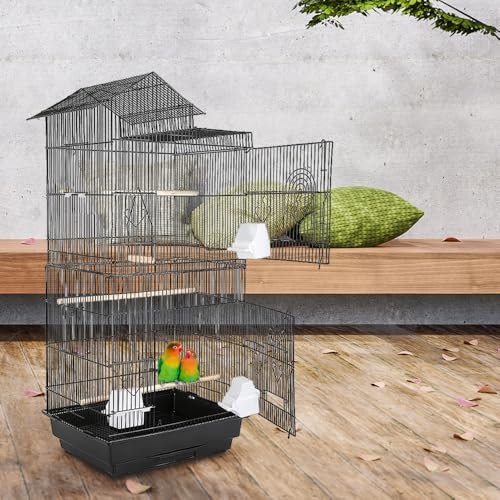 VogelkäfigVogelvoliereVogelkäfig Stapelbarer Flugkäfig breiter käfige mit extra viel Platz für Papageien Sittiche Vogelvolieremit Rollen & Ablage(46 * 35.3 * 150.6cm) (46 * 355 * 99cm)