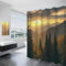 GDJSMIN Ntischimmel Wasserabweisend Duschvorhang, Waschbar Sonnenaufgang Berge Muster Vorhang Für Badewanne, Polyester Stoff Textil Badewanne Vorhang Für Kinder, Dusche Badevorhang Mit 12 Ringen
