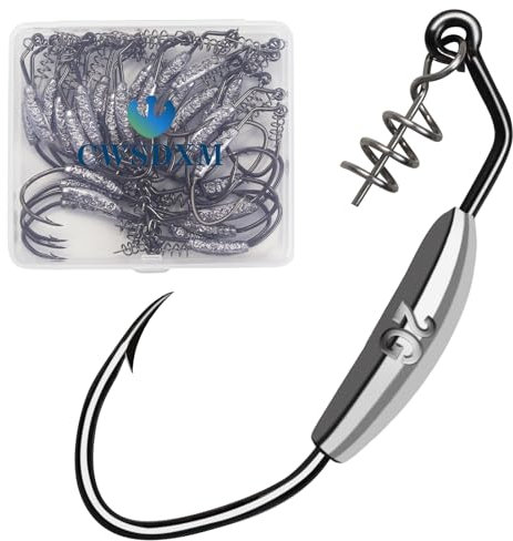 CWSDXM Twistlock Weighted Fishing Hooks - Swimbait, Belly Offset Hooks for Soft Plastics Lures, Worm Hooks for Bass, Saltwater & Freshwater