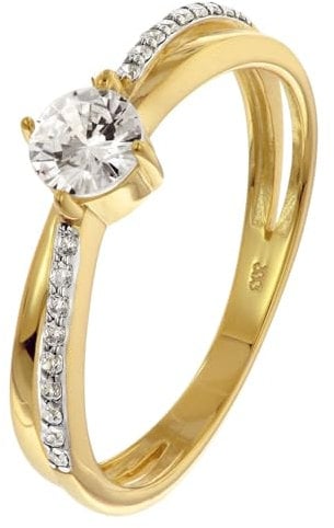 GLIZZ Damenring Gold 333/8K mit Zirkonia elegantes Schmuckstück für modische Frauen, zauberhaftes Accessoire GL8806-58 Ringgröße 58/18,5