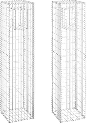 Lot de 2 colonnes de gabion en fer 40 x 40 x 180 cm 151265
