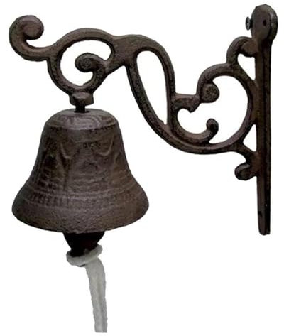 Türklingel aus Gusseisen, Kneipen-Handglocke, Schiffsglocke, Klingel mit knackigen, lauten Klängen, Wandmontage, feines Gusseisen, rustikale hängende Türklingel, Klingel mit Seilzug für den