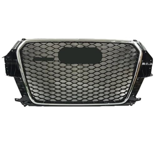Grill Glanz Schwarz Doppelsteg Sport Kühlergrill Für Au&di Q3 SQ3 Sline 8V 2013–2015 Q3 RSQ3 Stil vorne Sport Wabenhaubengrill glänzend schwarz Grill Schwarz Glänzend Doppel-Lamellen Grill