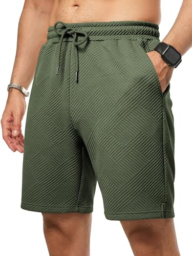 JMIERR Herren Textur Kurze Hosen Sommer Shorts mit 3 Taschen | Lässig, elastische Taille, Kordelzug, leicht, Sommerstrand