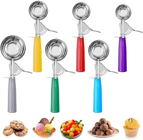 6 Pack Cookie Scoop Set, Ice Cream Scoop with Trigger Professional Stainless Steel Disher Cookie Measuring Scoop for Baking Meatball Melon Baller Cupcake Muffin, 6 Sizes